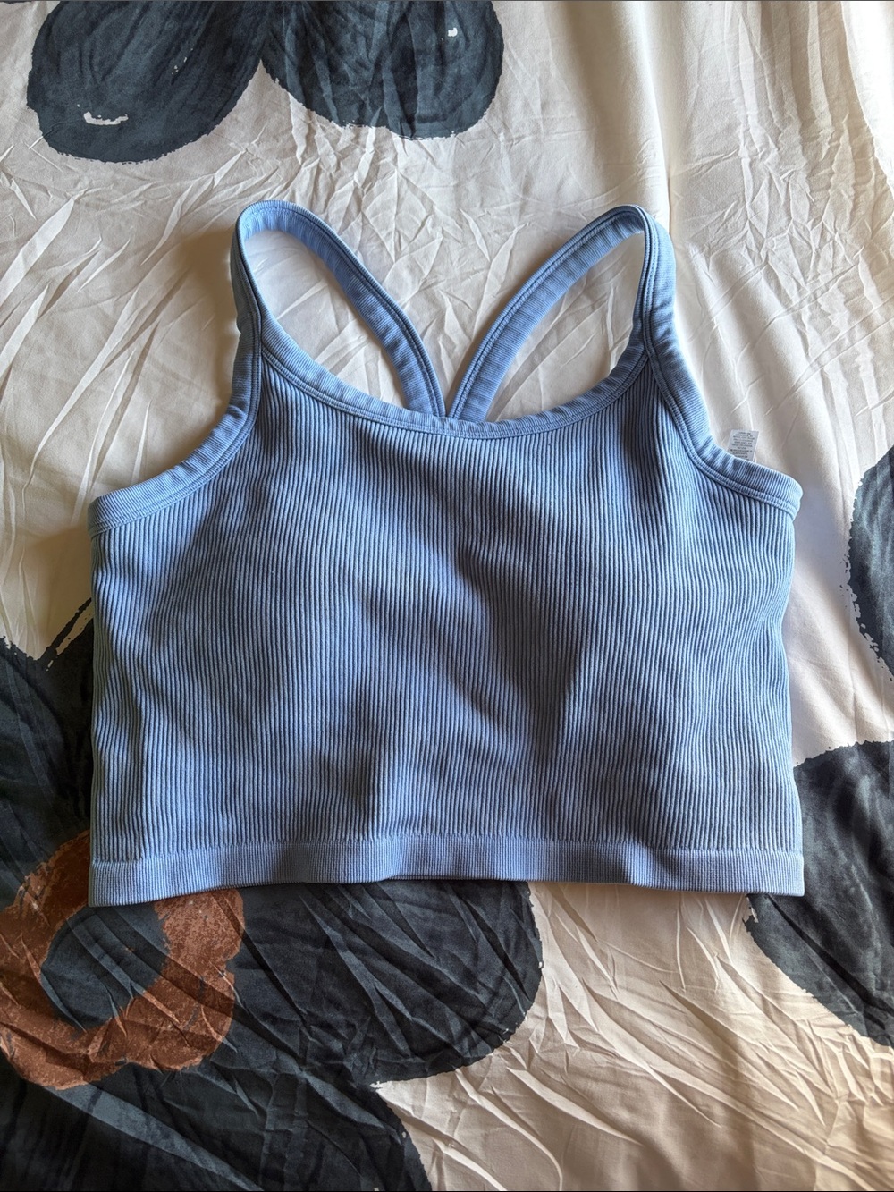 Ribbed Light Blue Cropped Camisole Tank Top